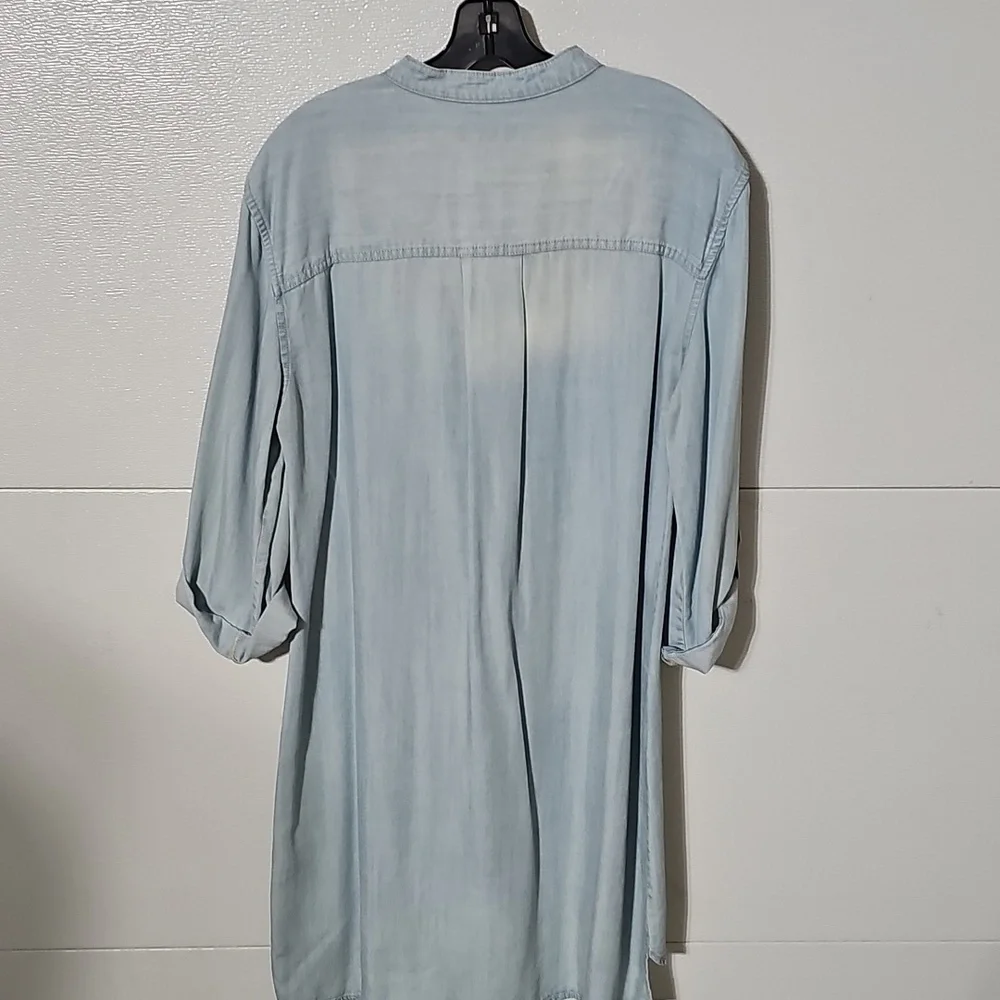 Light Blue Lace-Up Shirtdress - Picture 3 of 4